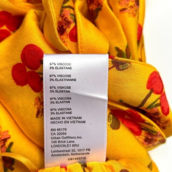 Urban Outfitters UO Jade Scarf Cami Yellow Cherry Print Tie Back Cropped Tank XS - Picture 13 of 14